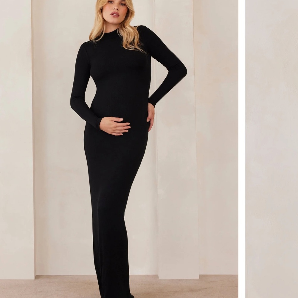 Bumpsuit Long Sleeve Black Maternity Maxi Dress